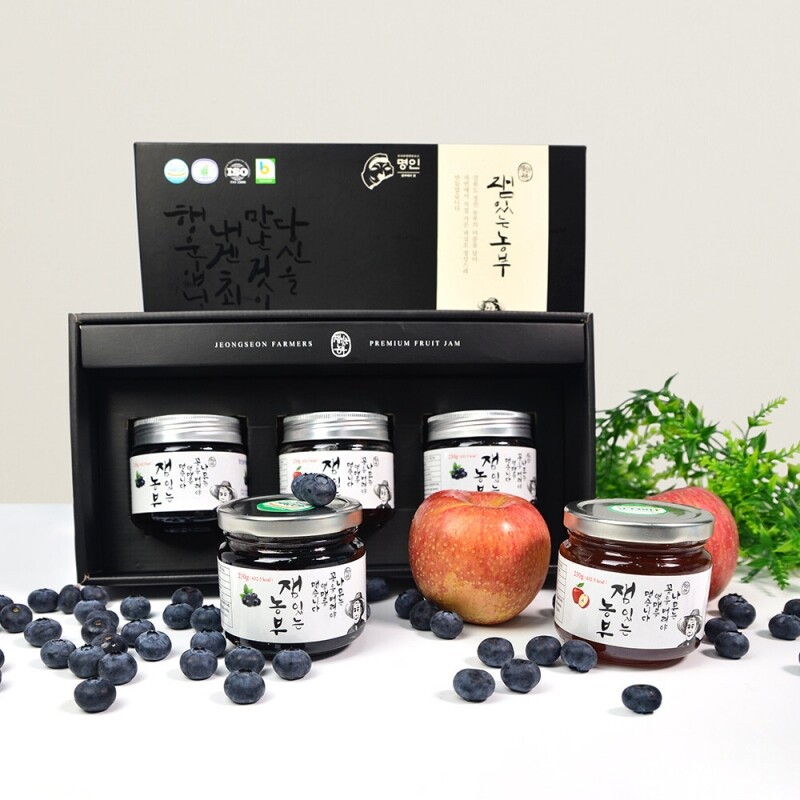 강원더몰,[정선]잼있는농부 블루베리잼 사과잼 3구 세트