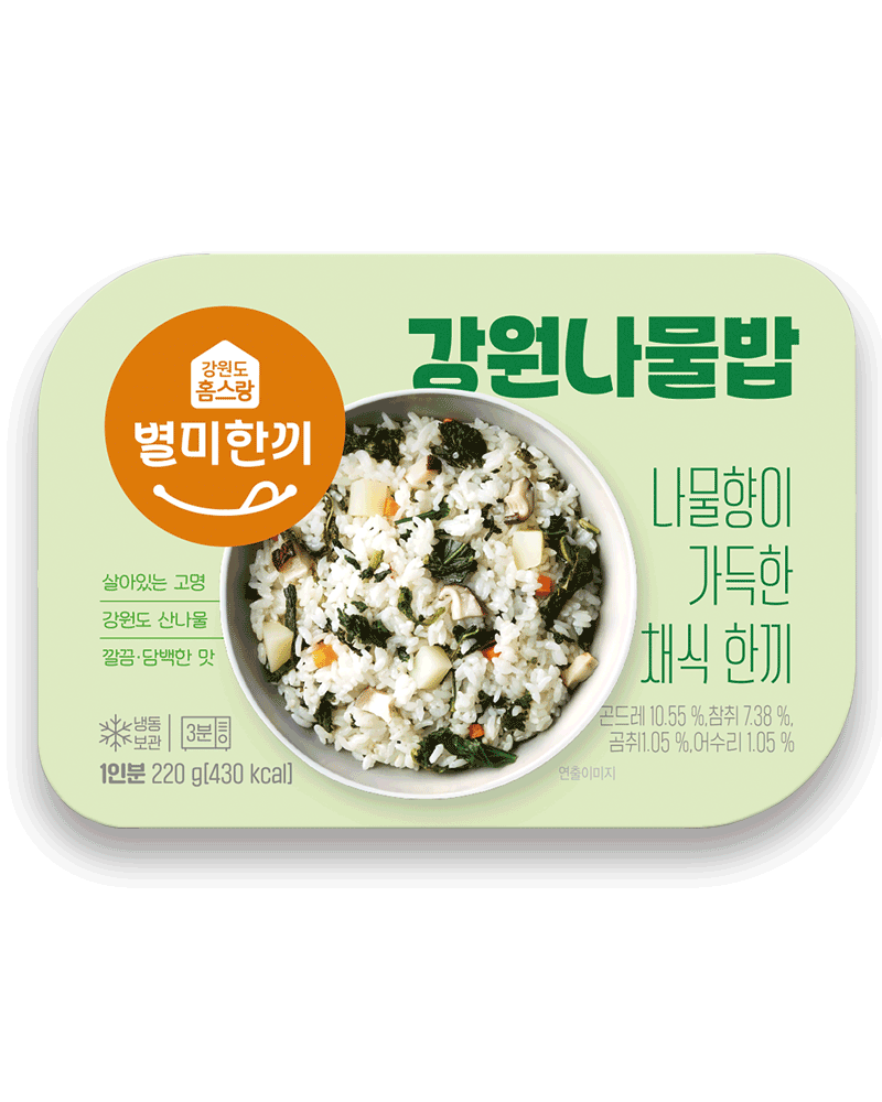 홈스랑 냉동도시락 덮밥 220g 매운잡채밥 횡성한우불고기 나물밥 시래기보리밥 더덕 비빔밥 - 강원곳간.com